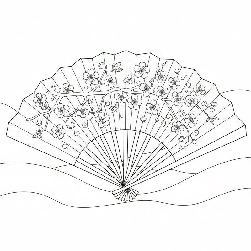 Hình ảnh hoa đào trong hoạt động tô màu thư giãn