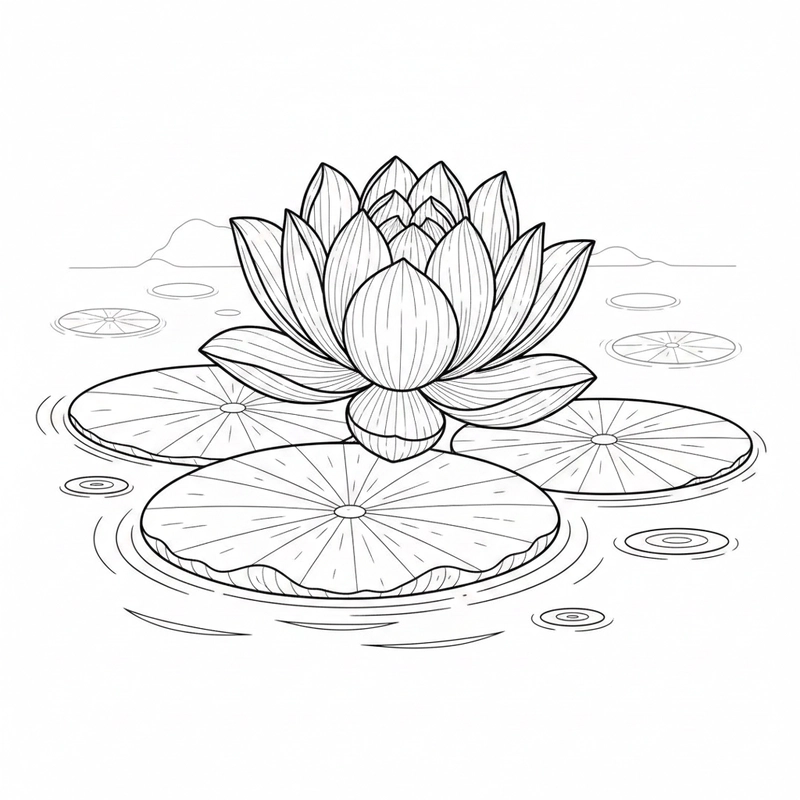 Hình ảnh hoa sen quen thuộc trong tranh tô màu