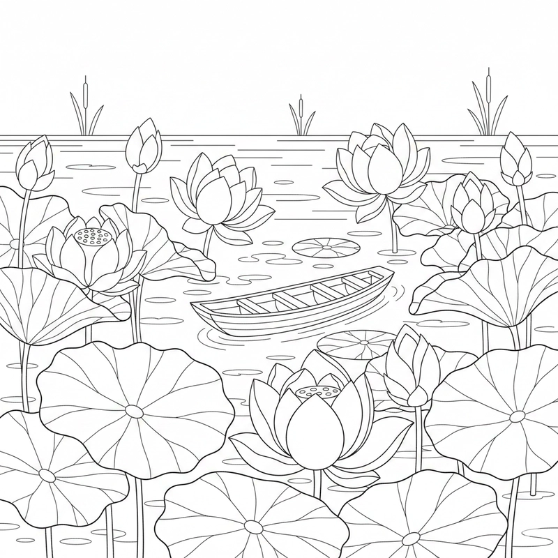 Hình ảnh hoa sen trong hoạt động tô màu sáng tạo