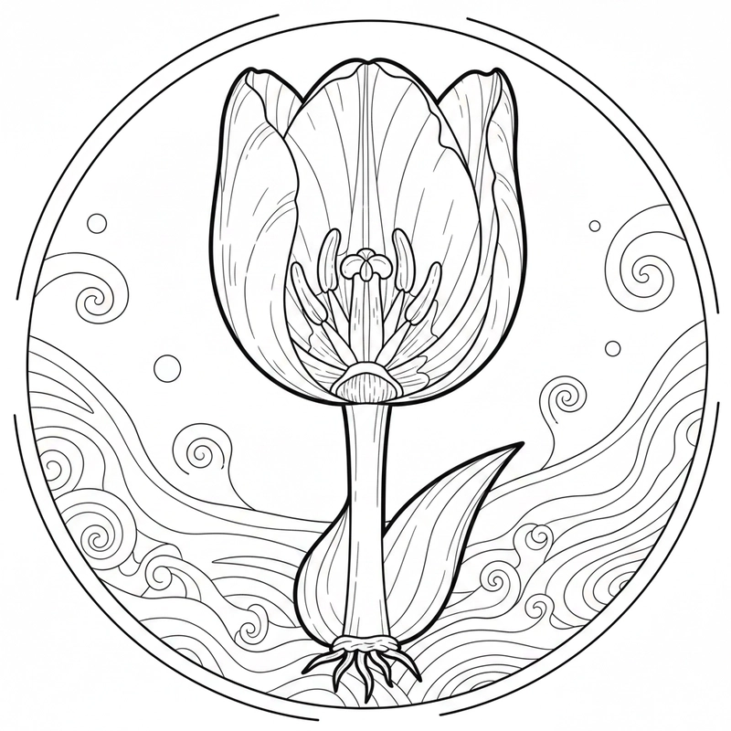 Hình ảnh hoa tulip quen thuộc trong tranh tô màu