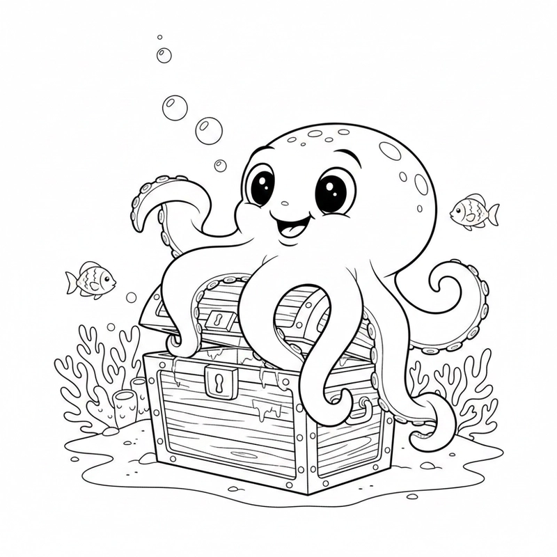 Hình bạch tuộc ngộ nghĩnh cho bé luyện tô