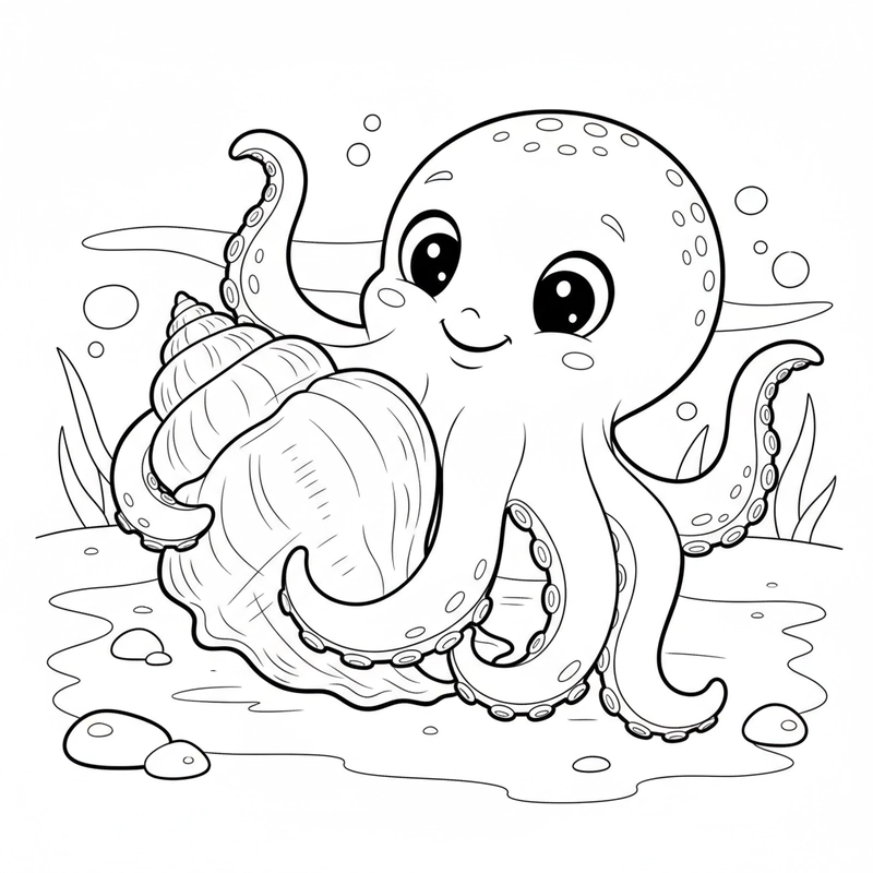 Hình bạch tuộc thân thiện để trẻ luyện tay