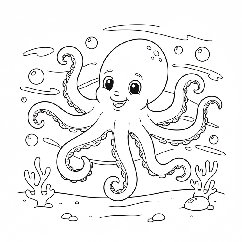 Hình bạch tuộc tươi sáng cho bé hoàn thiện