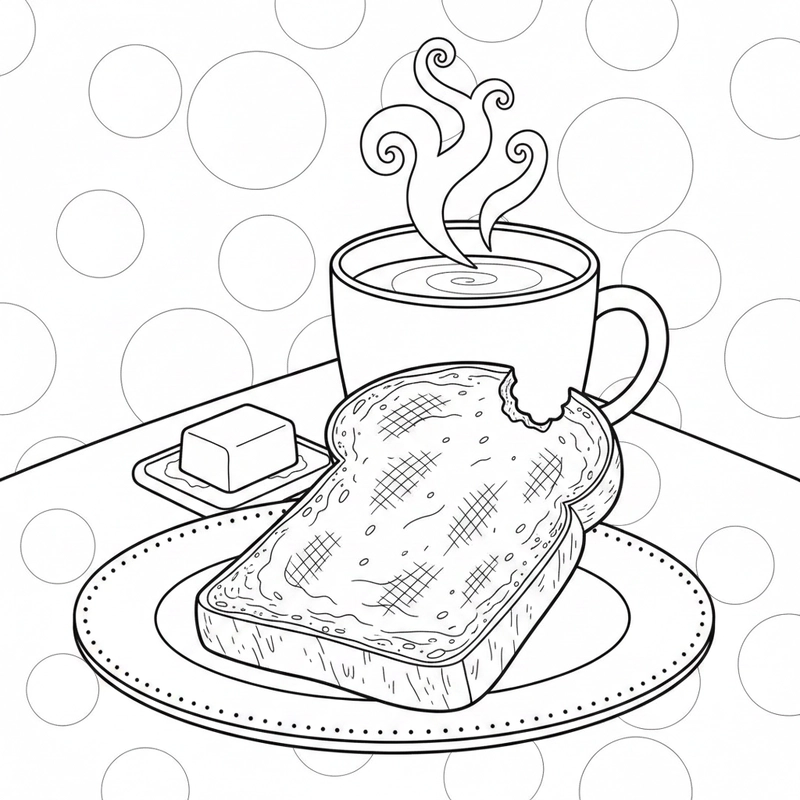 Hình bánh mì tô màu giúp bé thư giãn