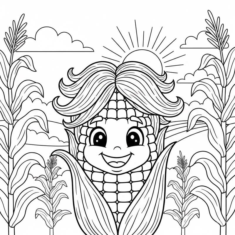 Hình bắp ngô tô màu đẹp để bé sáng tạo