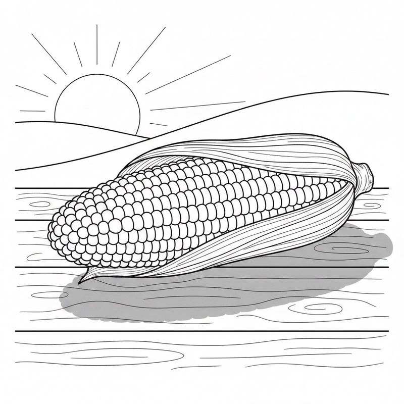 Hình bắp ngô tô màu giúp bé luyện nét cơ bản