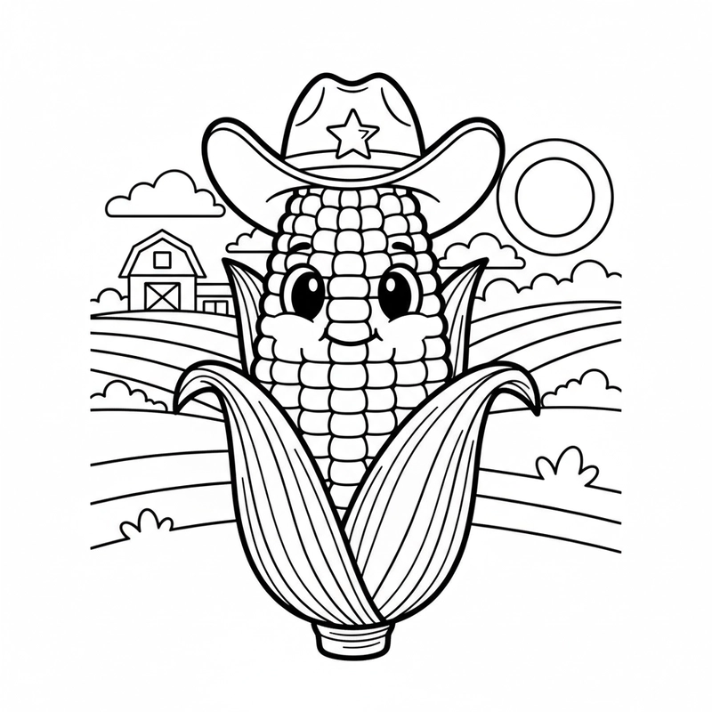 Hình bắp ngô tô màu nhẹ nhàng cho bé nhỏ