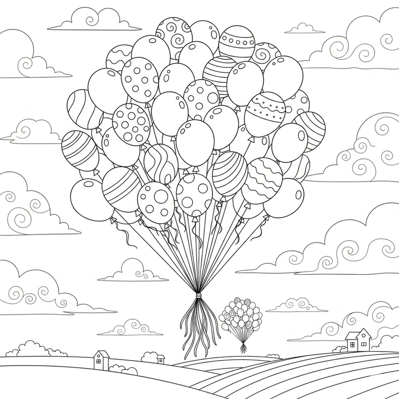 Hình bóng bay nhiều quả giúp bé thỏa sức tô