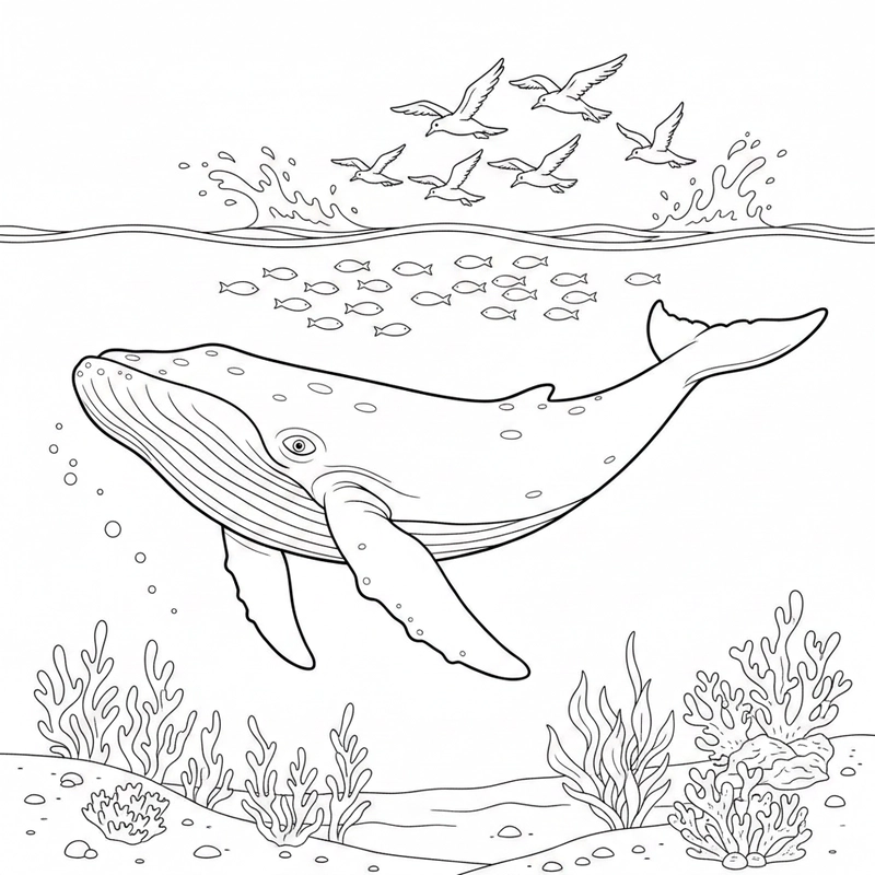 Hình cá voi lưng gù thích hợp cho lớp mầm non