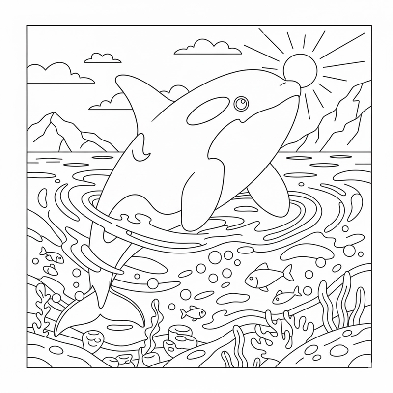 Hình cá voi sát thủ đáng yêu cho bé tập tô