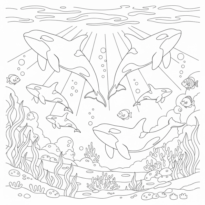 Hình cá voi sát thủ đen trắng dễ tô