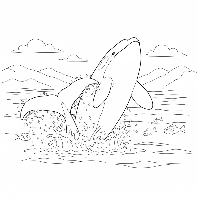 Hình cá voi sát thủ phù hợp mầm non tô màu