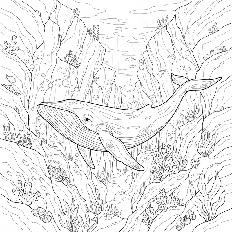 Hình cá voi xanh cho bé tập tô