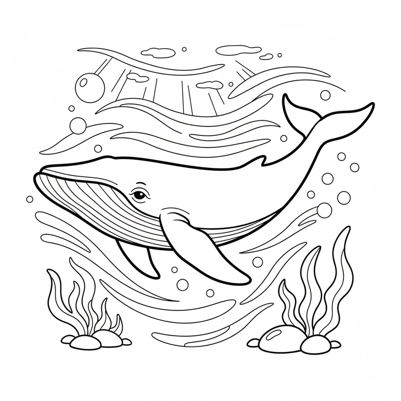 Hình cá voi xanh tô màu cho hoạt động học tập