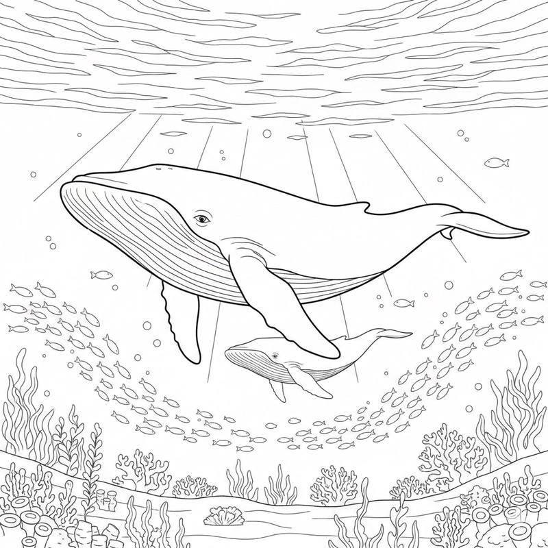 Hình cá voi xanh tô màu phù hợp bé mới học tô