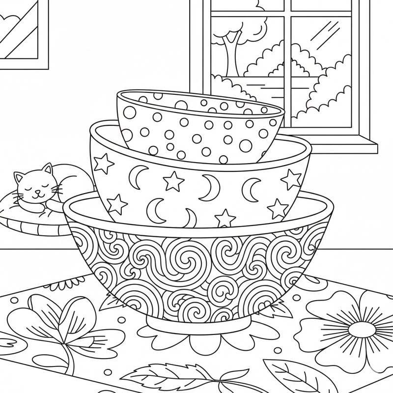 Hình cái bát cho bé sáng tạo màu sắc