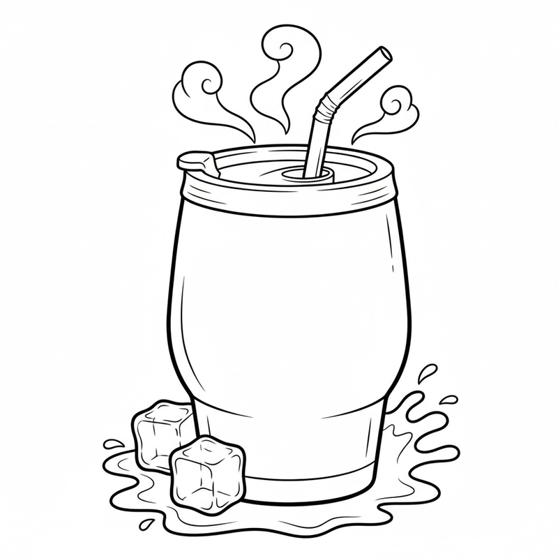 Hình cái cốc giữ nhiệt cho trẻ nhỏ tô màu