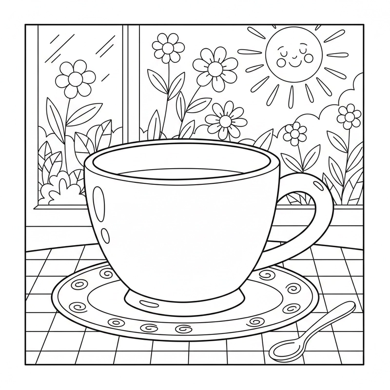 Hình cái cốc tô màu dễ thực hiện