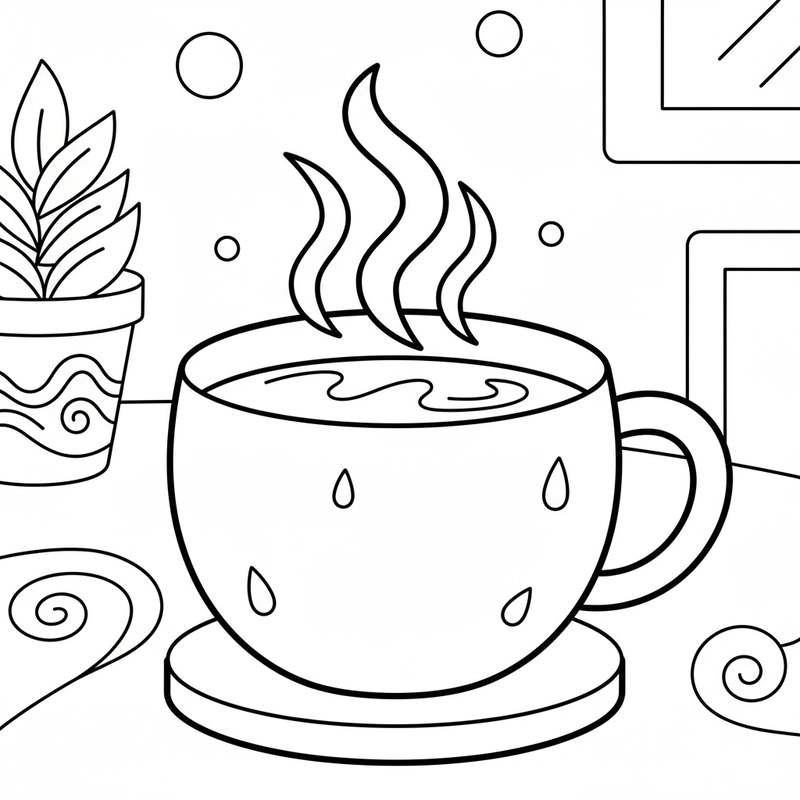 Hình cái cốc tô màu nét rõ