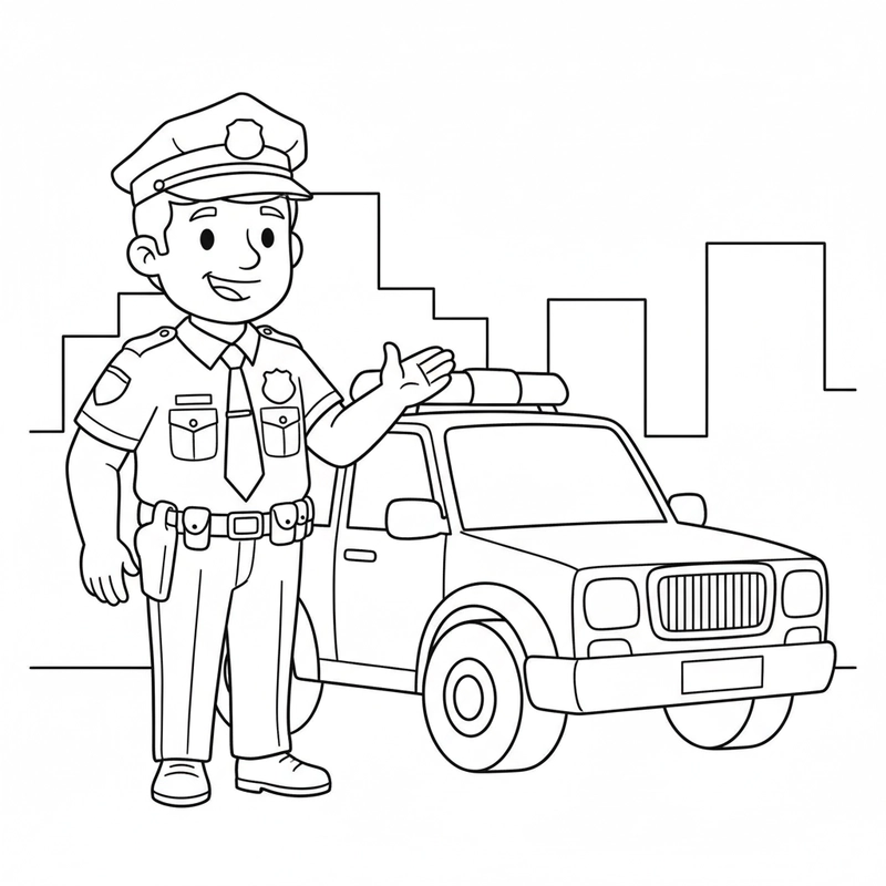 Hình cảnh sát đơn giản cho bé mới tập tô