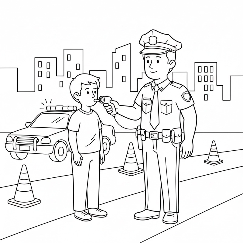 Hình cảnh sát giao thông đang kiểm tra nồng độ cồn