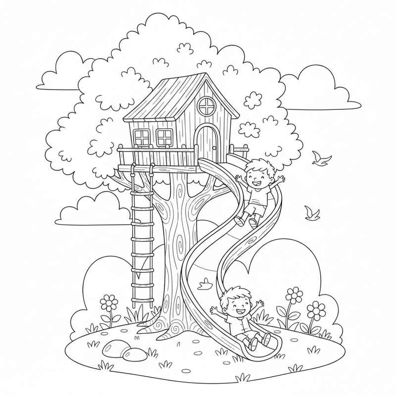 Hình cầu trượt đơn giản cho bé tập tô