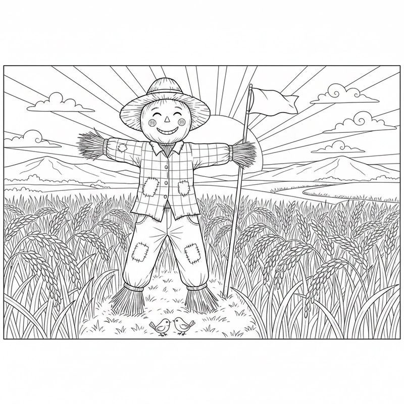 Hình cây lúa tô màu bé luyện sự khéo léo