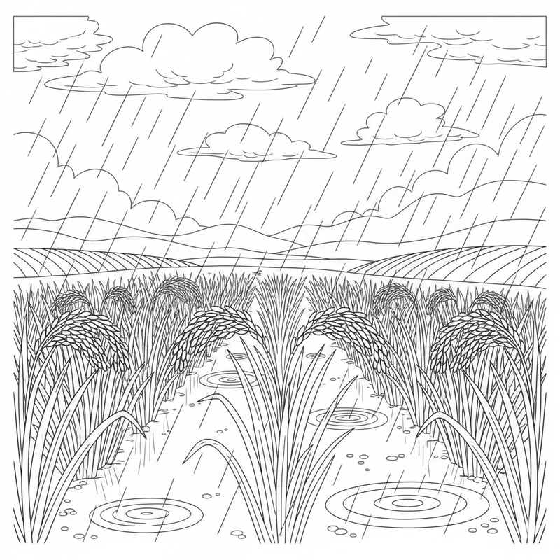 Hình cây lúa tô màu nét to cho bé mầm non