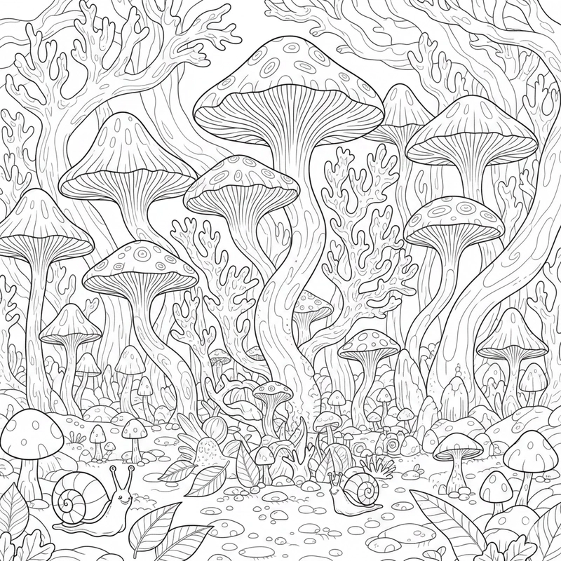 Hình cây nấm tô màu phù hợp mọi lứa tuổi