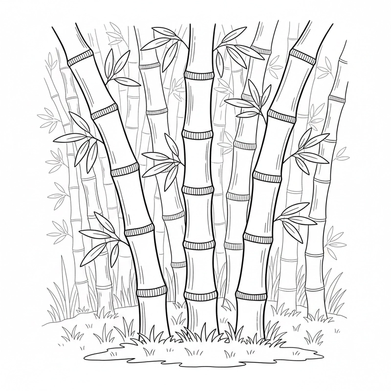 Hình cây tre đứng thẳng để bé tô