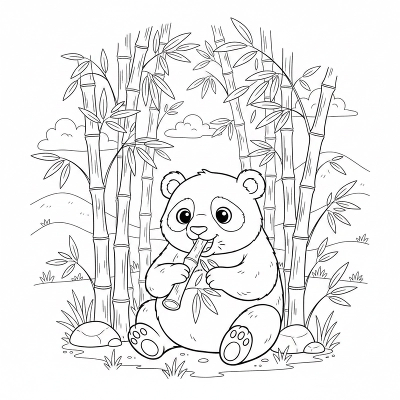 Hình cây tre mộc mạc cho bé tự tô