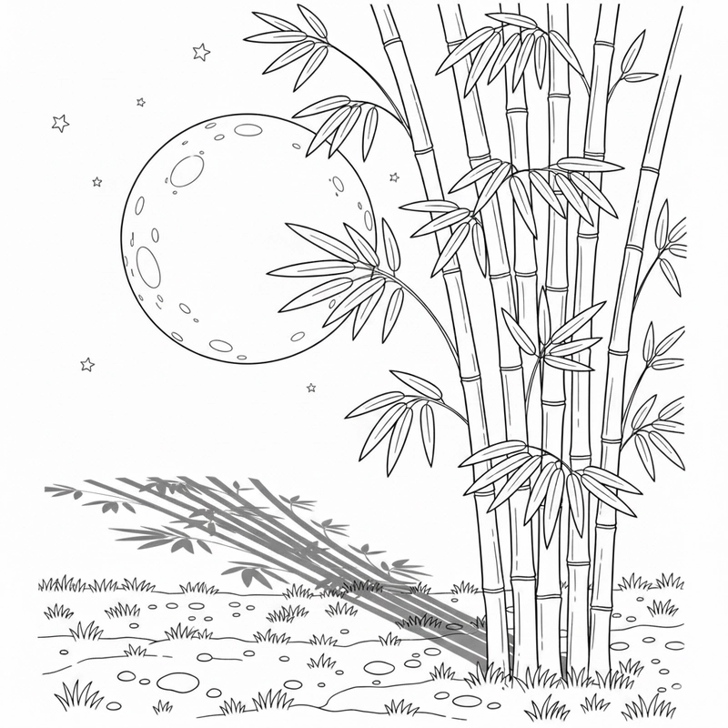 Hình cây tre rõ nét giúp bé tập tô dễ