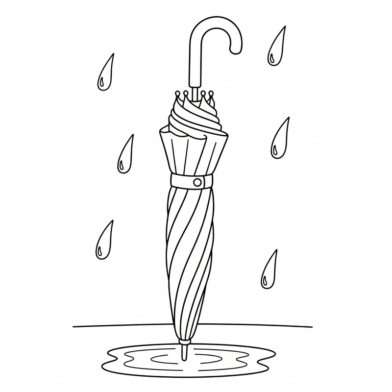 Hình chiếc ô cute để bé tô màu