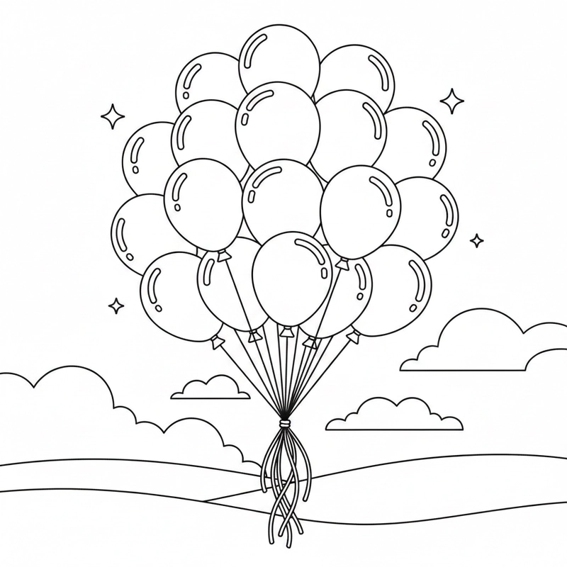 Hình chùm bóng bay cho bé tô trong giờ học