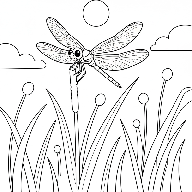 Hình con chuồn chuồn đơn giản cho bé tô màu