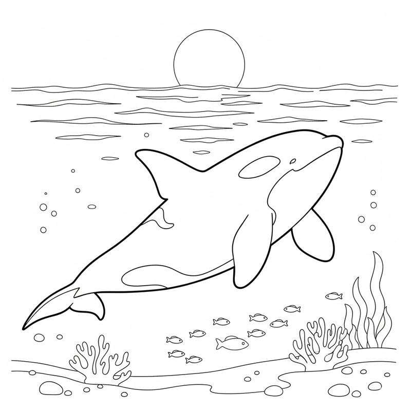 Hình đen trắng cá voi sát thủ cho bé tô