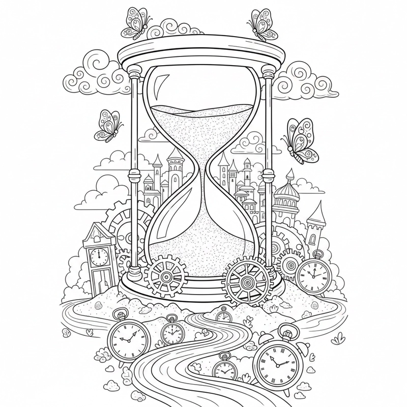 Hình đồng hồ cát dễ in cho bé tập tô