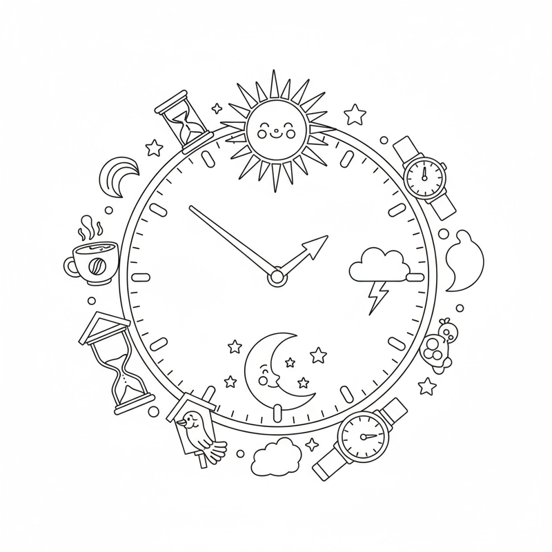 Hình đồng hồ tô màu đơn giản cho bé