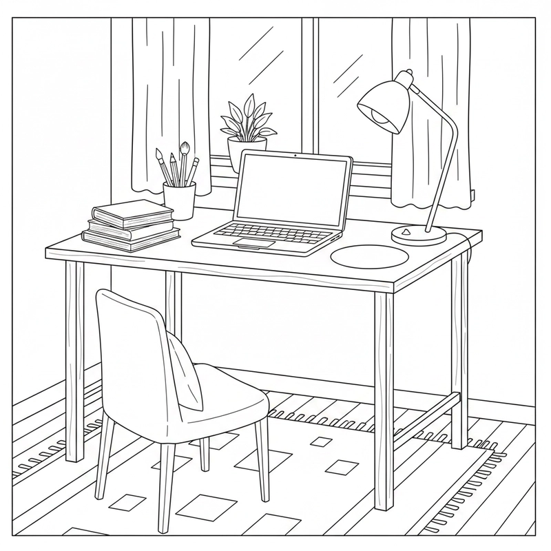 Hình góc học tập của em giúp bé học màu