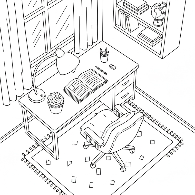 Hình góc học tập tô màu cho bé thỏa sức sáng tạo