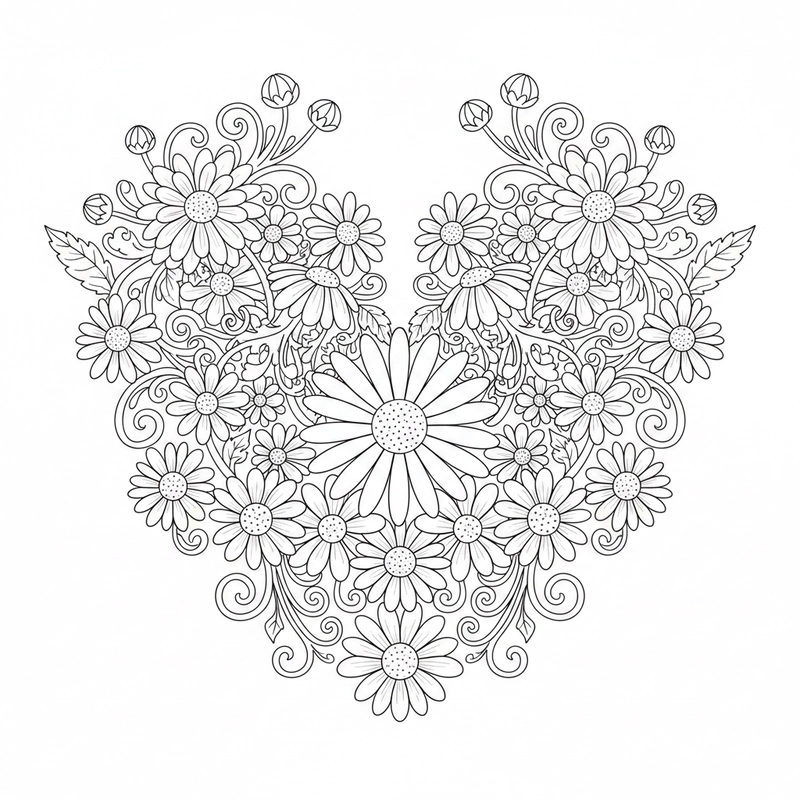 Hình hoa cúc cho bé phối màu