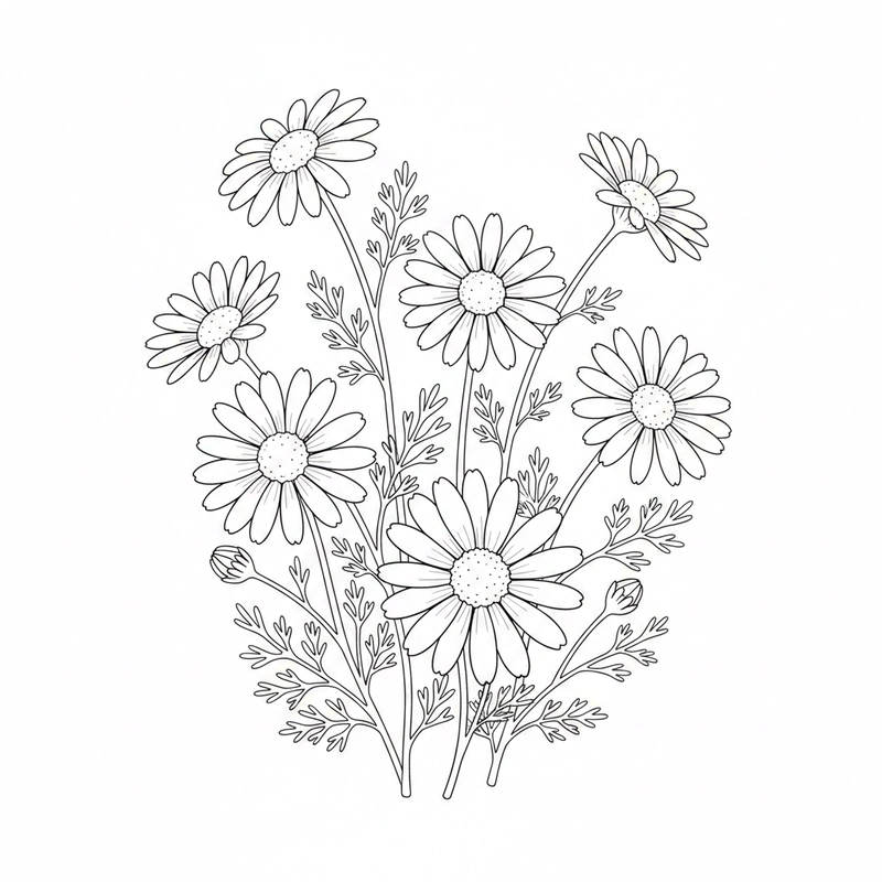 Hình hoa cúc đơn giản dễ tô