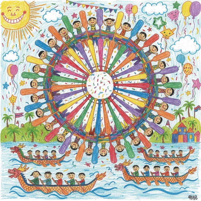 Hình minh hoạ hoạt động đua thuyền trong lễ hội