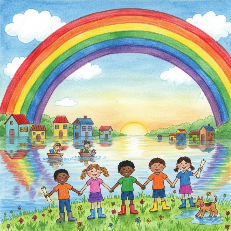 Hình minh họa thiên tai lũ lụt