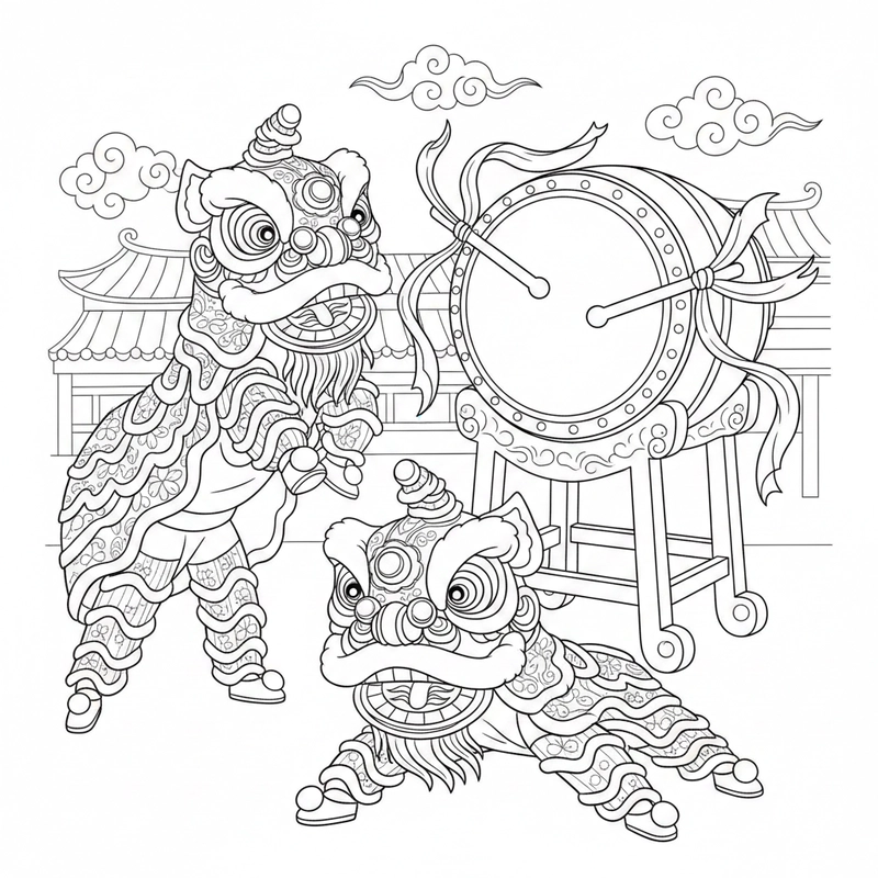 Hình múa lân mang không khí lễ hội