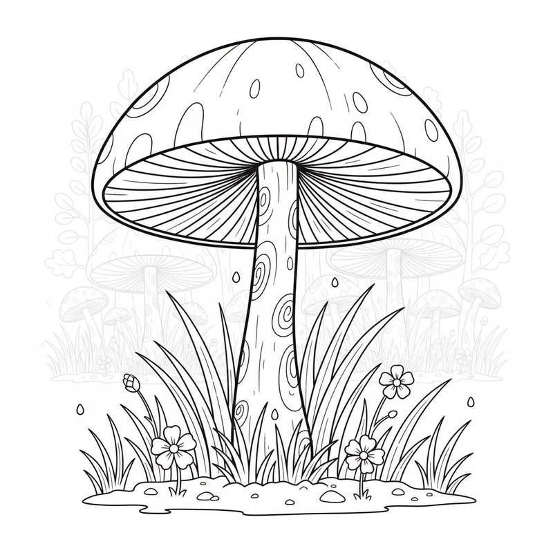 Hình nấm tô màu nét to rõ ràng