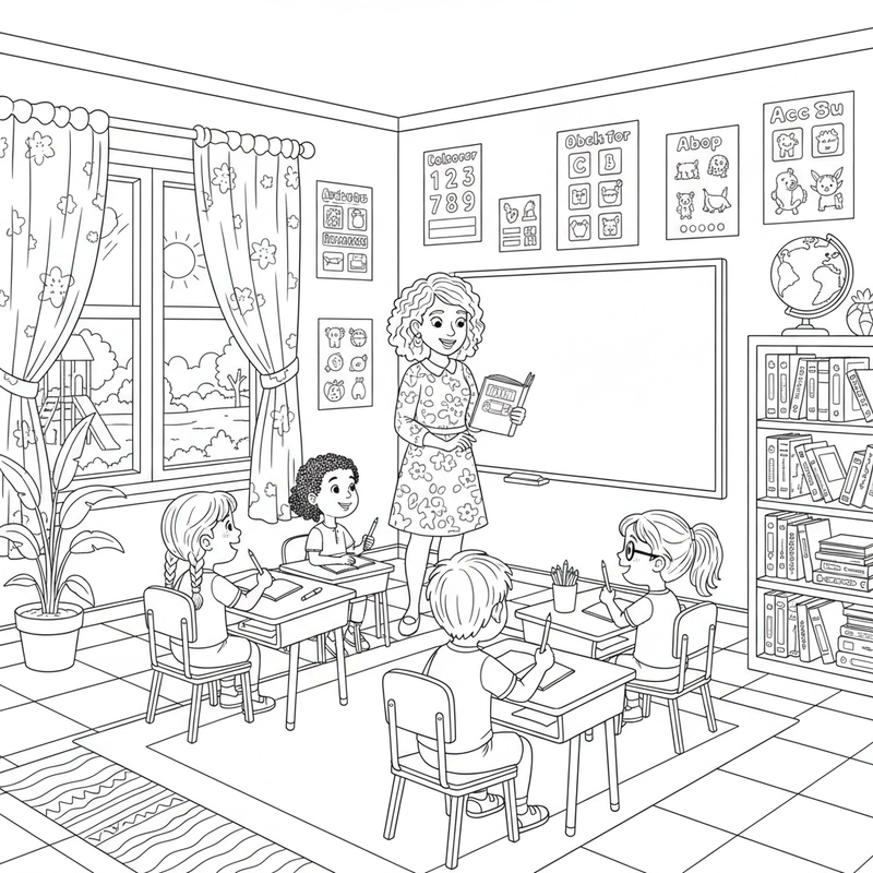 Hình nghề giáo viên cho bé tập tô