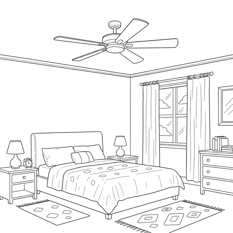 Hình phòng ngủ tô màu giúp bé thư giãn