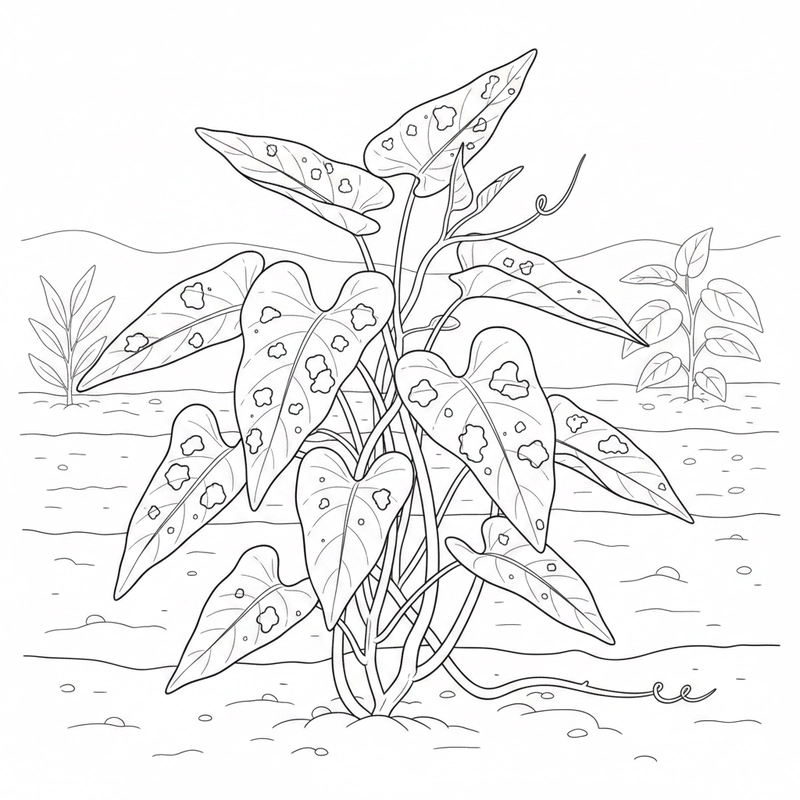 Hình rau muống tập tô nét to rõ