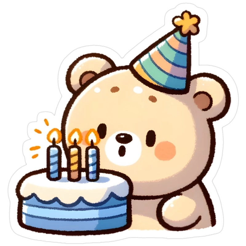 Hình sticker sinh nhật rộn ràng